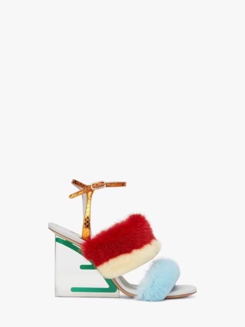 FENDI Light blue mink high-heeled sandals