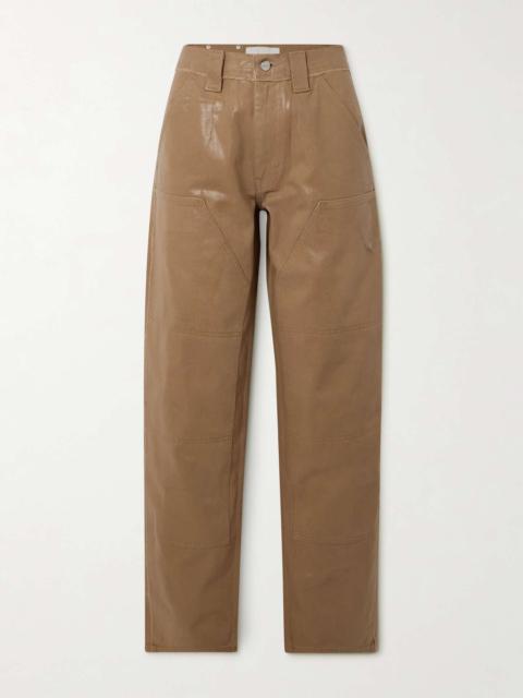 Carpenter coated mid-rise wide-leg cargo jeans