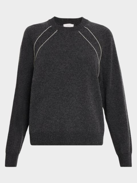 PESERICO Contrast-Trim Wool, Silk, and Cashmere Sweater