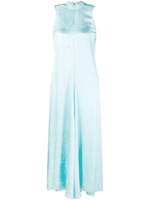 forte_forte check-jacquard attached-scarf midi dress