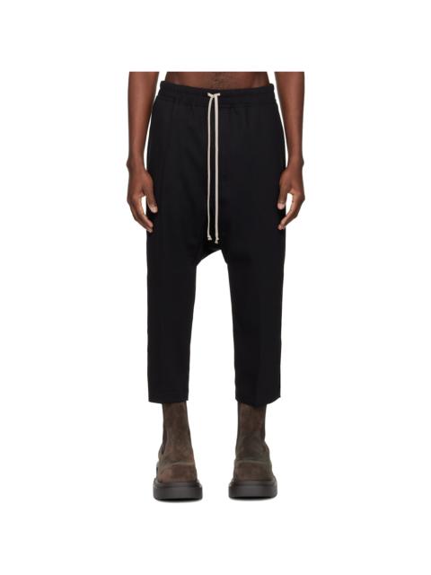 Rick Owens Black Temple Drawstring Cropped Trousers
