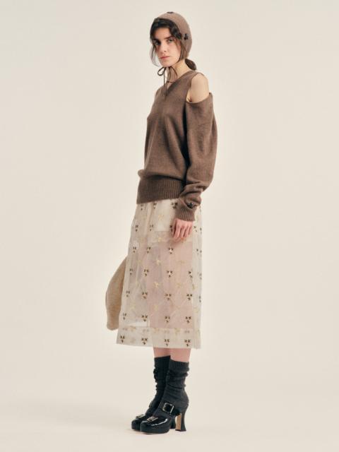 Simone Rocha Embellished Relaxed Cashmere Slash V-Neck Jumper