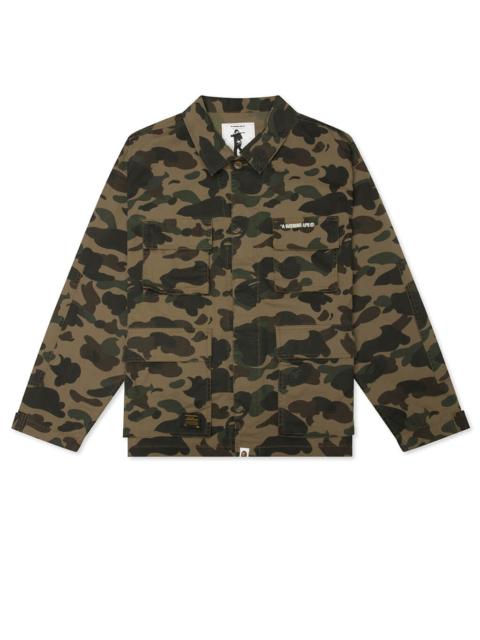 A BATHING APE® 1ST CAMO HEAVY WASHED MULTI POCKET CARGO L/S SHIRT - GREEN