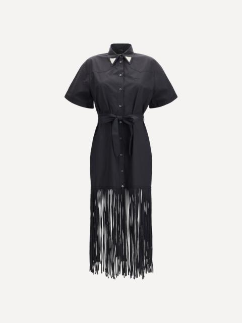 PINKO Chemisier Dress with fringes and metallic details
