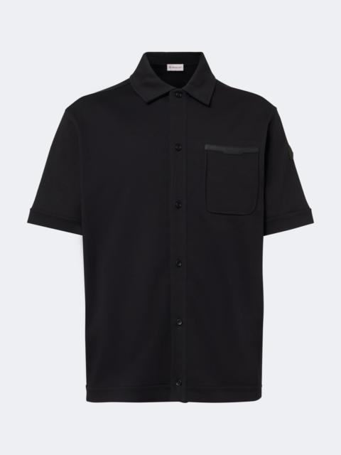 Moncler Leather-trimmed cotton shirt