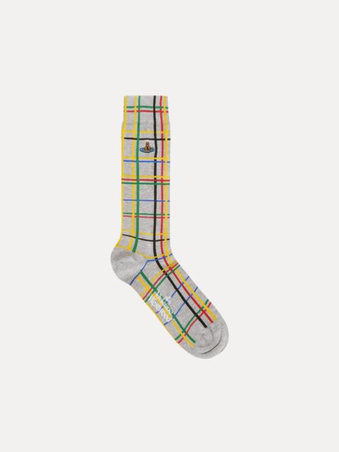 【Vivienne Westwood】ABSTRACT CHECK ハイソックス ABSTRACT CHECK ハイソックス(グレー系)（レディース