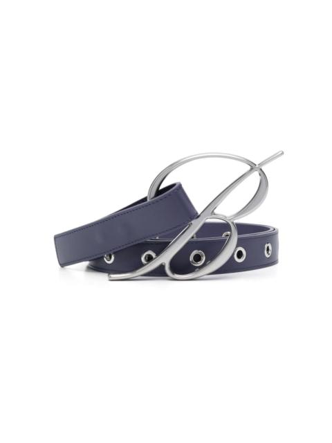 logo-buckle leather belt