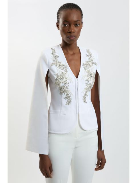 KAREN MILLEN Bandage Form Fitting Cape Sleeve Embellished Jacket