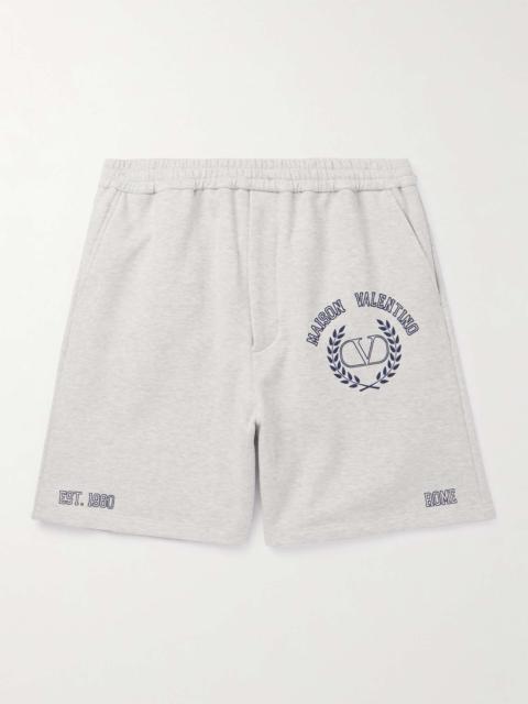 Valentino Varsity Straight-Leg Logo-Print Cotton-Jersey Shorts