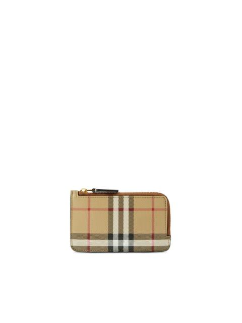 checked leather wallet