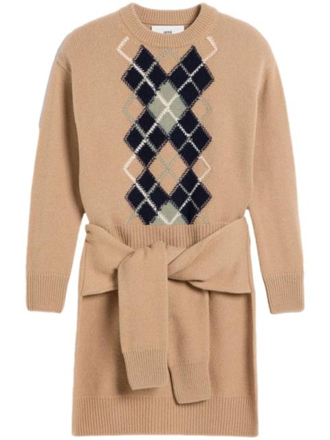AMI Paris Argyle Double layered jumper