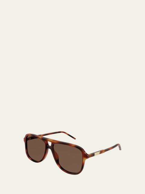 Men's Logo Plaqué Aviator Sunglasses