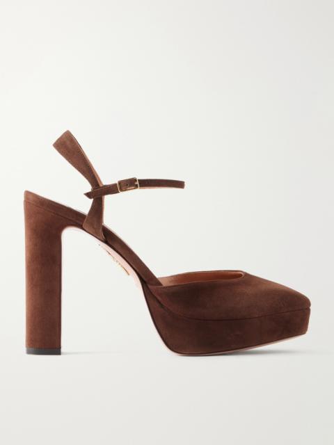 AQUAZZURA Amira 110 Suede Platform Pumps