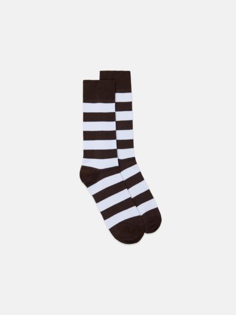 J. PRESS BROWN & WHITE HOOP STRIPE COTTON SOCKS