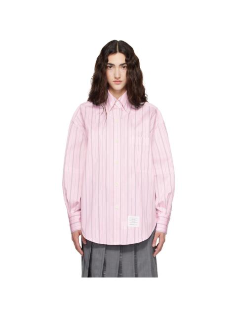 Thom Browne Pink Hairline Stripe Poplin Supersized Shirt
