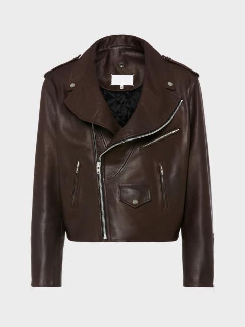 Maison Margiela Folded Collar Leather Biker Jacket