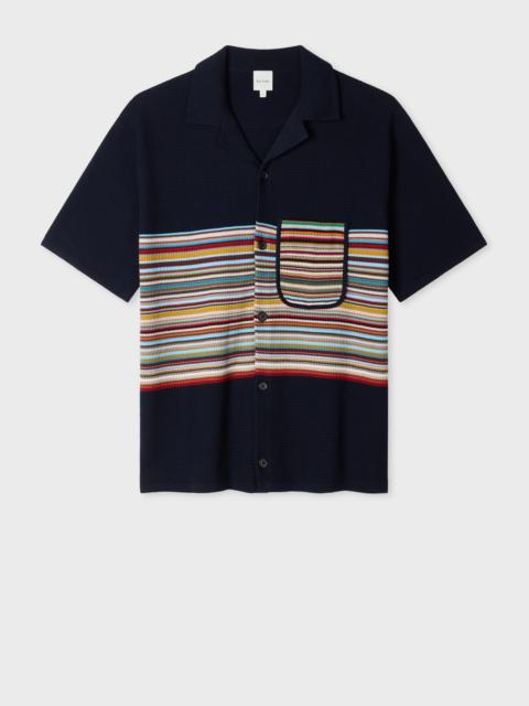 Paul Smith Navy Organic Cotton 'Signature Stripe' Knitted Shirt