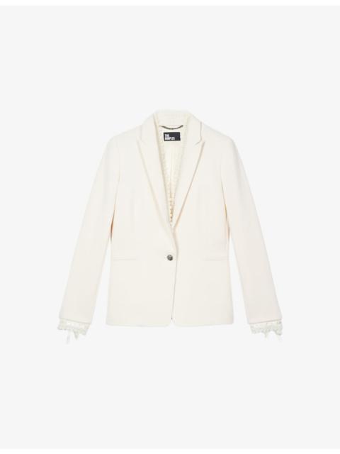 The Kooples Single-Breasted Lace-Trim Woven Blazer