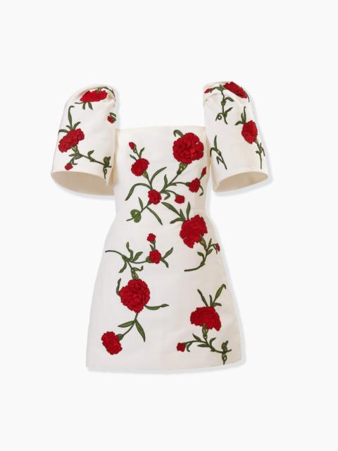 CAROLINA HERRERA Carnation-Embroidered Bell Sleeve Mini Dress