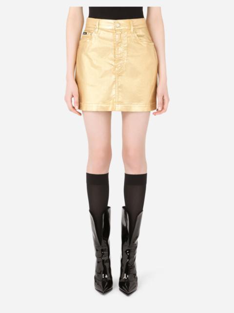 Dolce & Gabbana 5-pocket laminated denim miniskirt