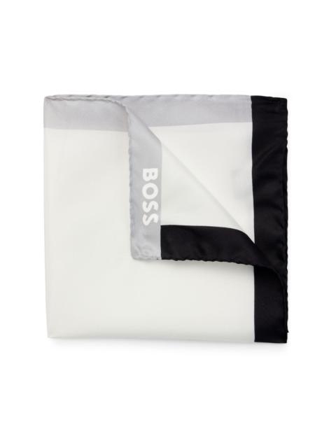 BOSS logo-print silk scarf