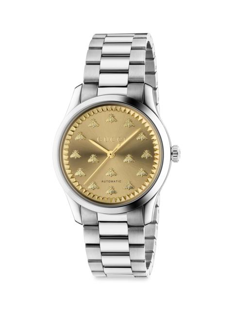 GUCCI Men's G-Timeless Automatic Sun-Brushed Bee Watch - Silver