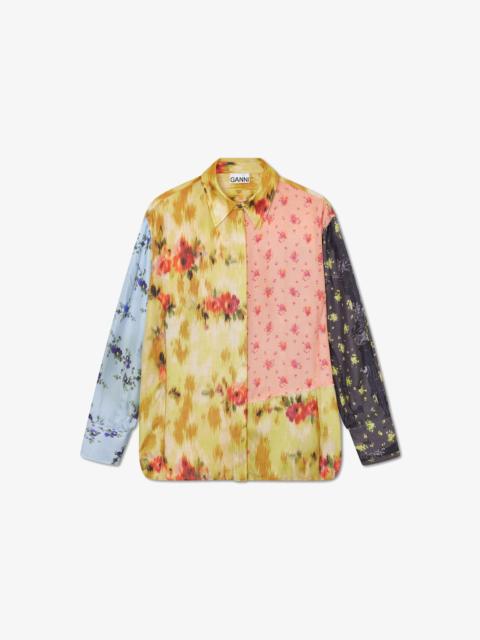 GANNI SHIRT IN MULTI PRINTED SILK