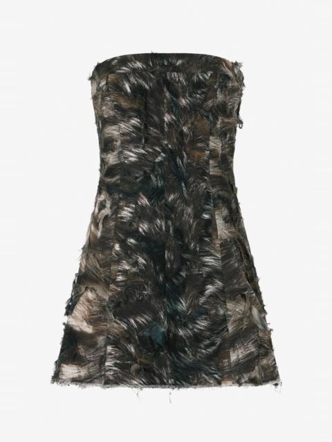 Roberto Cavalli Silver Fur Print Mini Dress