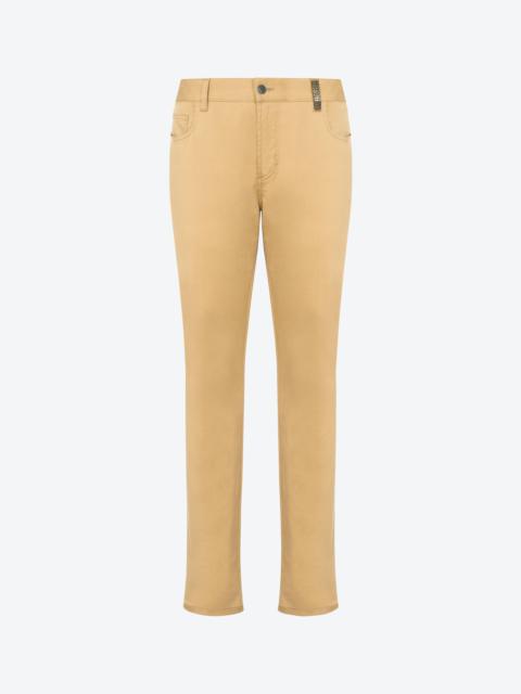 METAL LETTERING STRETCH GABARDINE TROUSERS