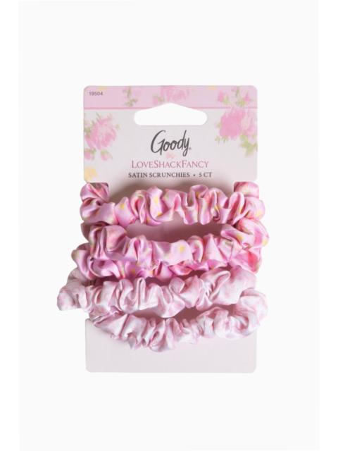 LoveShackFancy Goody x Love Shack Fancy Satin Scrunchies - 5ct - Ikat Rose & Coquette Bow