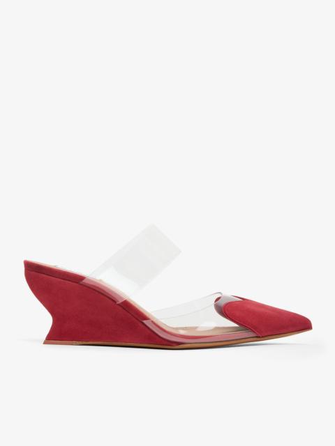 Alaïa Coeur 60 red suede wedge mules