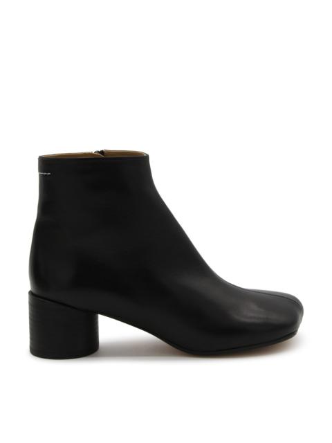 black leather anatomic ankle boots