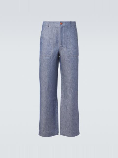 God’s True Cashmere Linen denim straight pants with carnelian