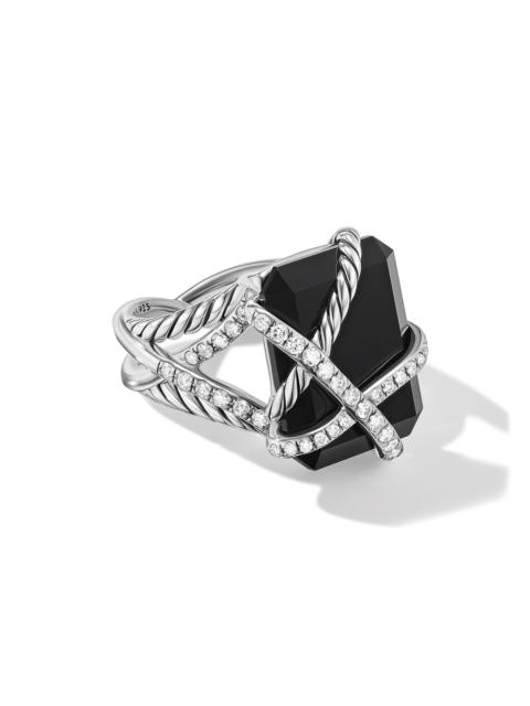 DAVID YURMAN Women's Crystal Cable Wrap Ring in Sterling Silver - Black Onyx