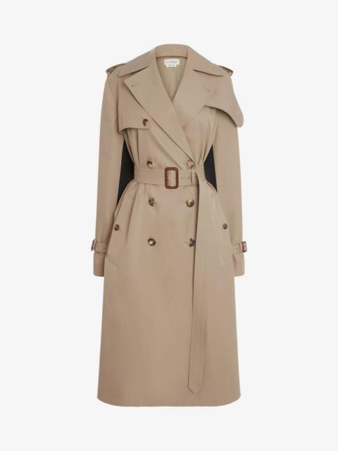 Alexander McQueen Hybrid Mcqueen Graffiti Trench Coat in Black/beige