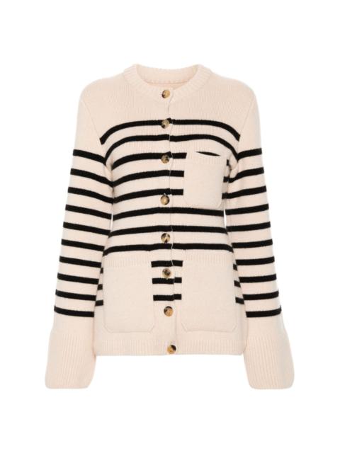 KHAITE striped long-sleeve cardigan