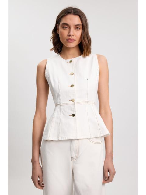 KAREN MILLEN Denim Peplum Sleeveless Top