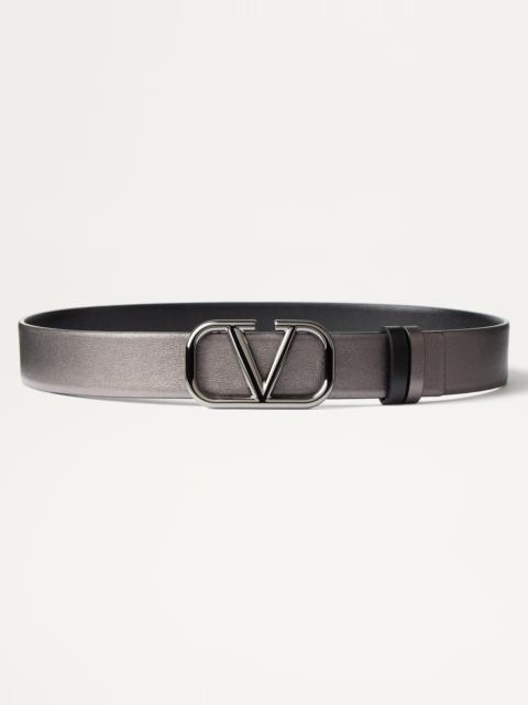 Valentino VLOGO SIGNATURE REVERSIBLE BELT IN LAMINATED CALFSKIN 30 MM