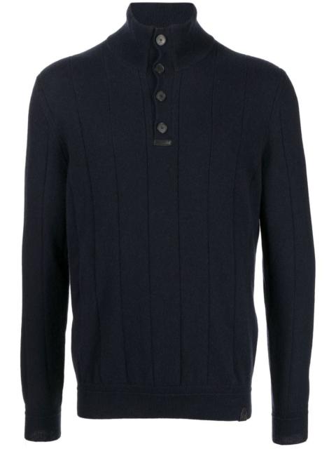 Brioni roll neck button-front cashmere jumper