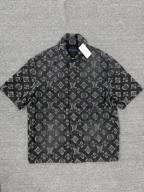 Louis Vuitton Louis Vuitton Black Embroidered Monogram Denim Shirt