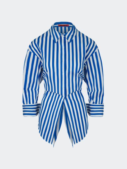 Loch Poplin Button Up in Blue Stripe