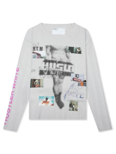 Paly HUSTLR WHITE RIB L/S TEE - WHITE