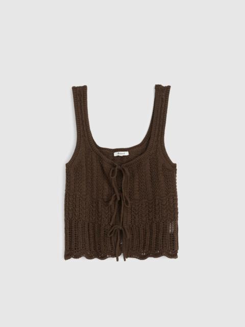 Madewell Pointelle-Stitch Tie-Front Sweater Tank in 100% Cotton