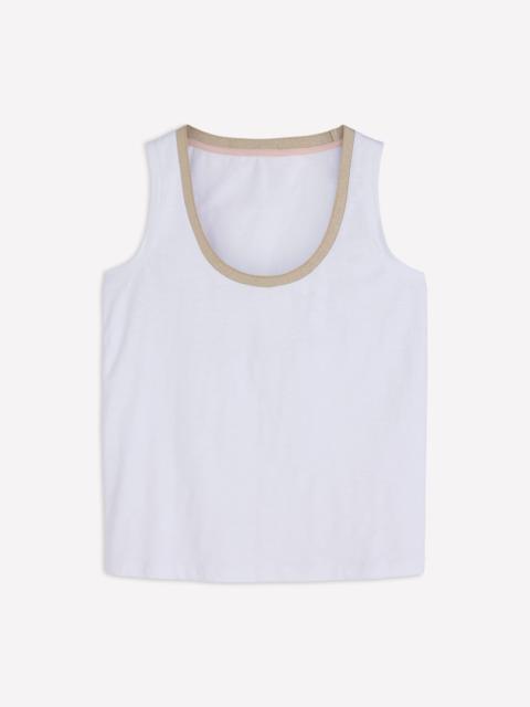 BODEN Metallic Trim Scoop Neck Vest-White