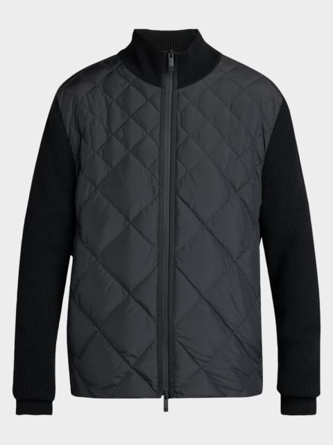 Moncler Men's Quilted Knit Hybrid Full-Zip Cardigan