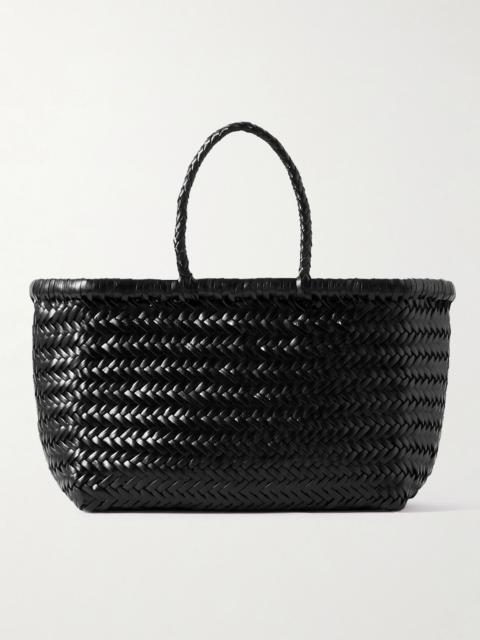 DRAGON DIFFUSION Bamboo Triple Jump small woven leather tote Black