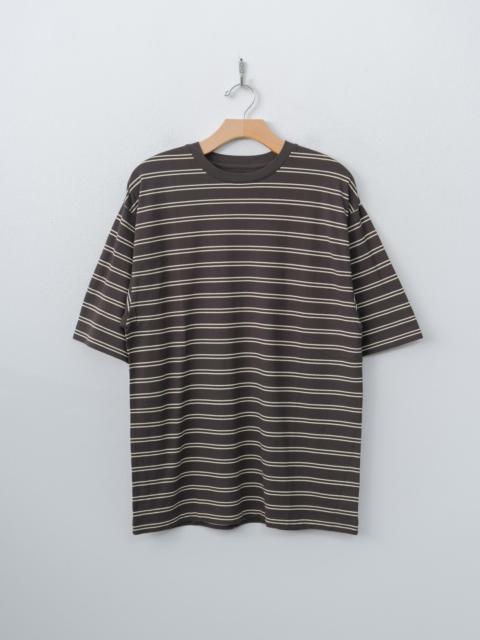 KAPTAIN SUNSHINE Hard Twisted Stripe Jersey Half-Sleeve Tee - Brown Wide Stripe