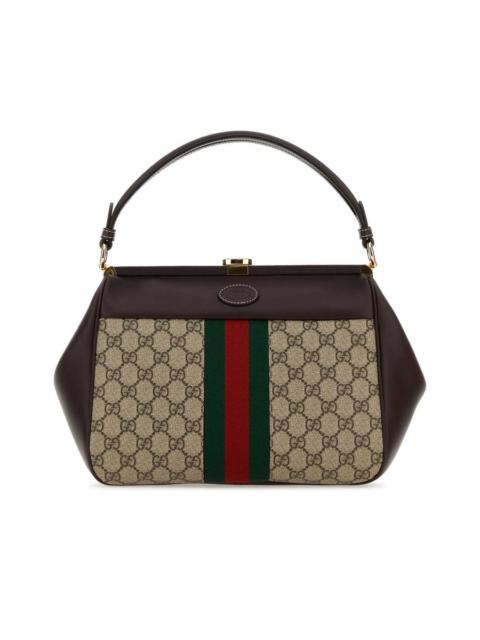 GG Supreme Fabric And Leather Handbag