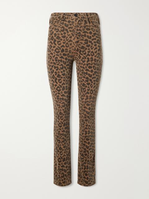 MOTHER The Hustler Flood Leopard-print Cotton-blend Corduroy High-rise Flared Pants