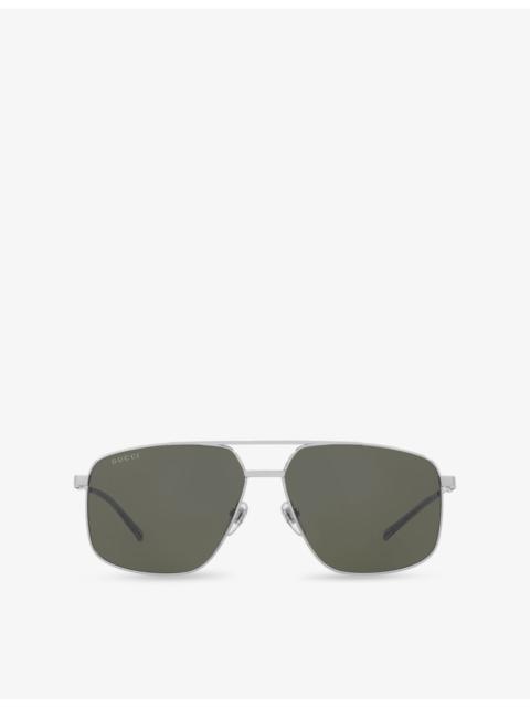 GUCCI GG1676S Pilot-Frame Metal Sunglasses